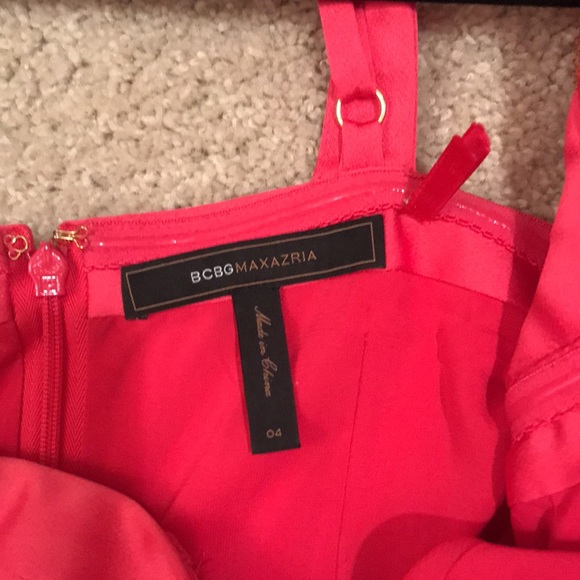 Hot pink BCBG one shoulder ruffle dress. - Picture 4 of 5